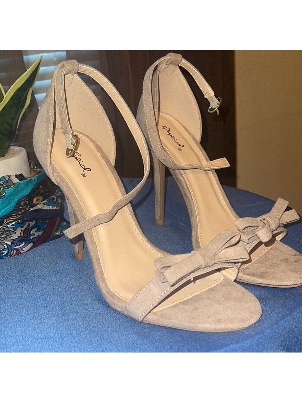 Qupid Suede Bow Stiletto Heel